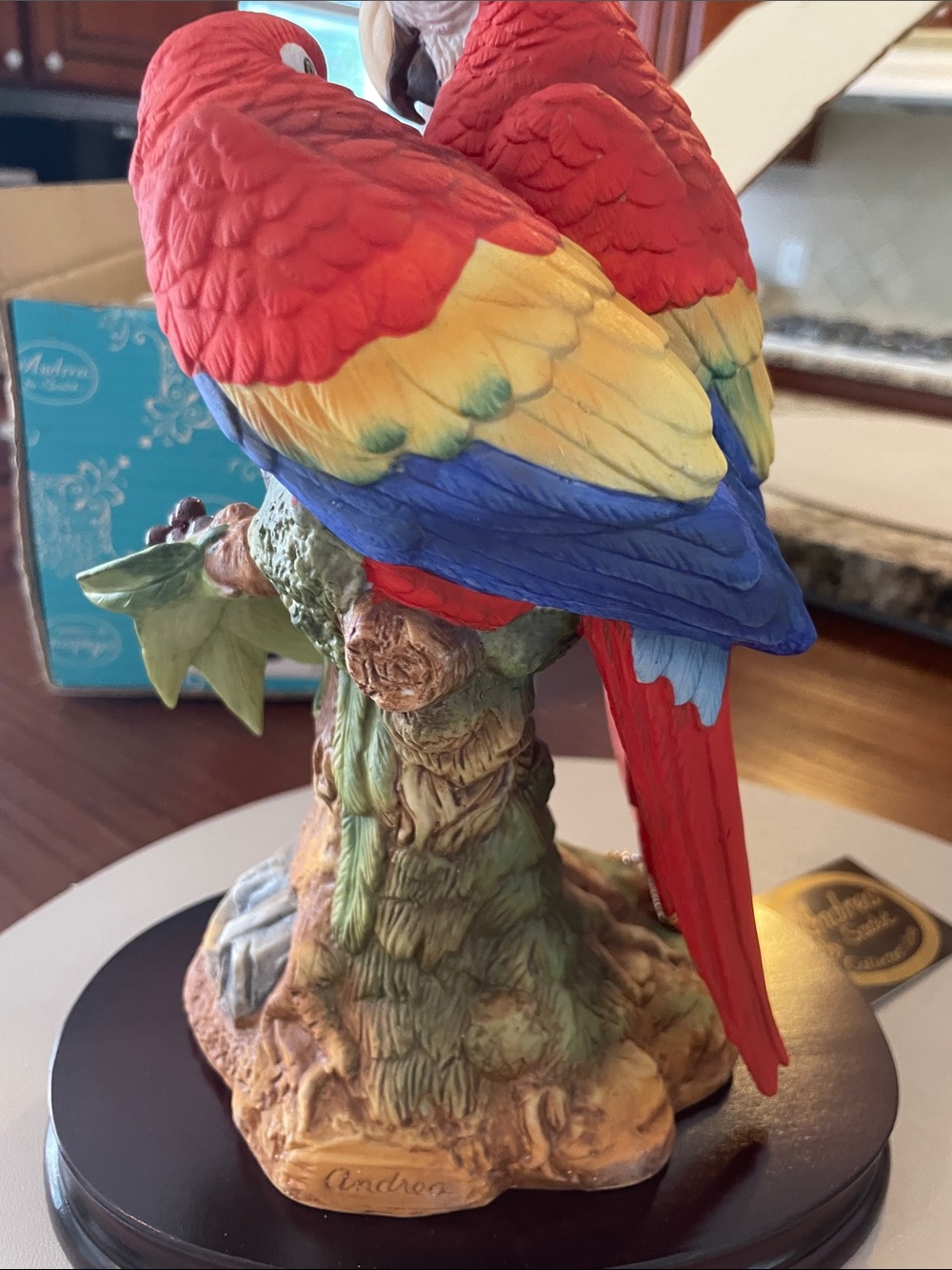 Andrea By Sadek Red Parrot Pair Figurine with Blue and Yellow Accents - Picture 7 of 10